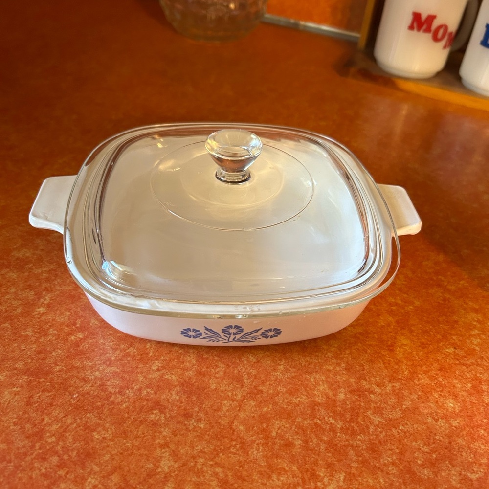 Corningware White and Blue Casserole Dish
